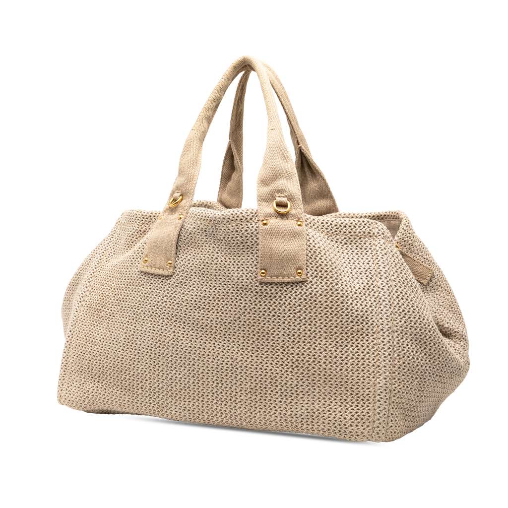 Prada Canapa Linen Satchel - 2
