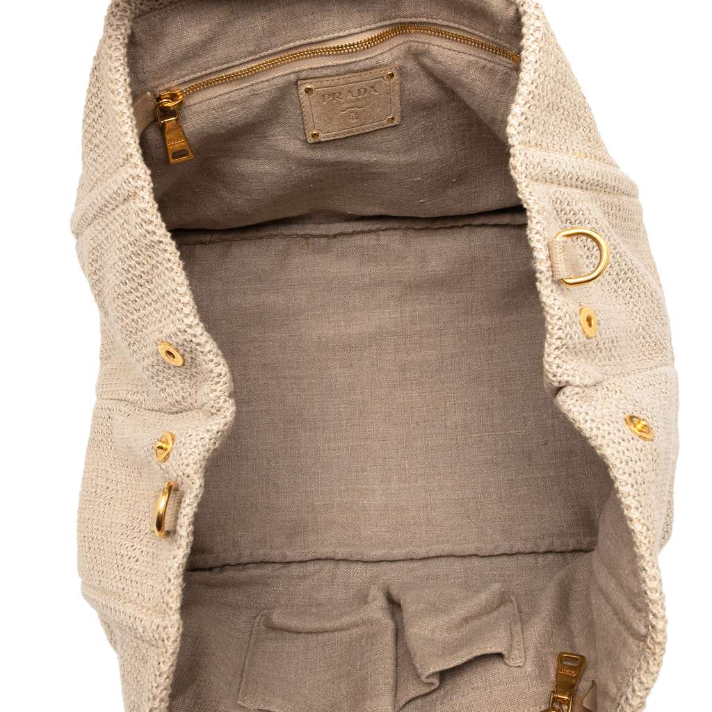 Prada Canapa Linen Satchel - 4
