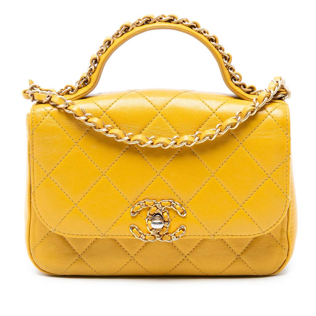 Chanel Small Quilted Lambskin Chain Infinity Top Handle Bag