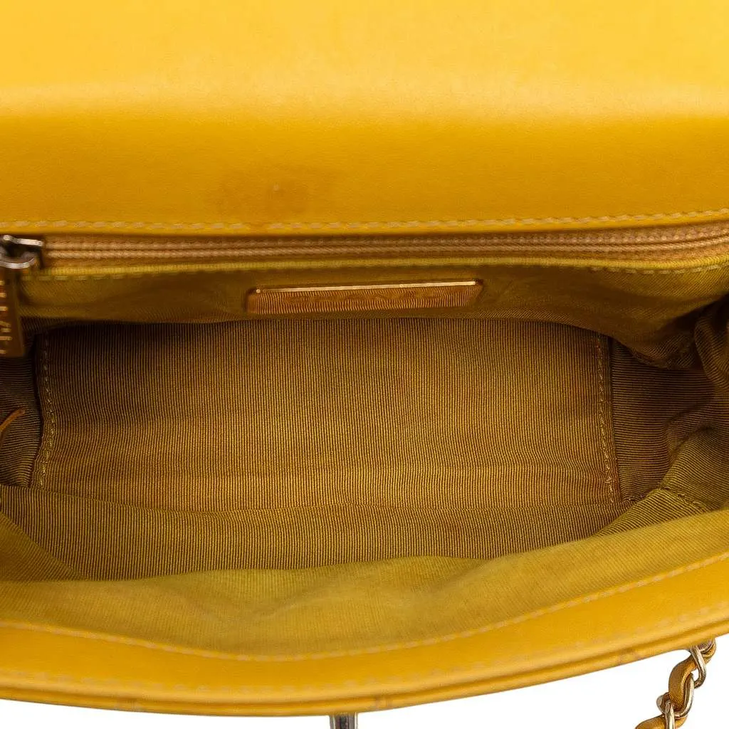 Chanel Small Quilted Lambskin Chain Infinity Top Handle Bag Yellow Leather Very good - Model View