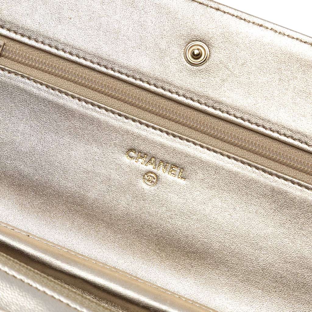 Chanel CC Quilted Metallic Lambskin Wallet on Chain - 5