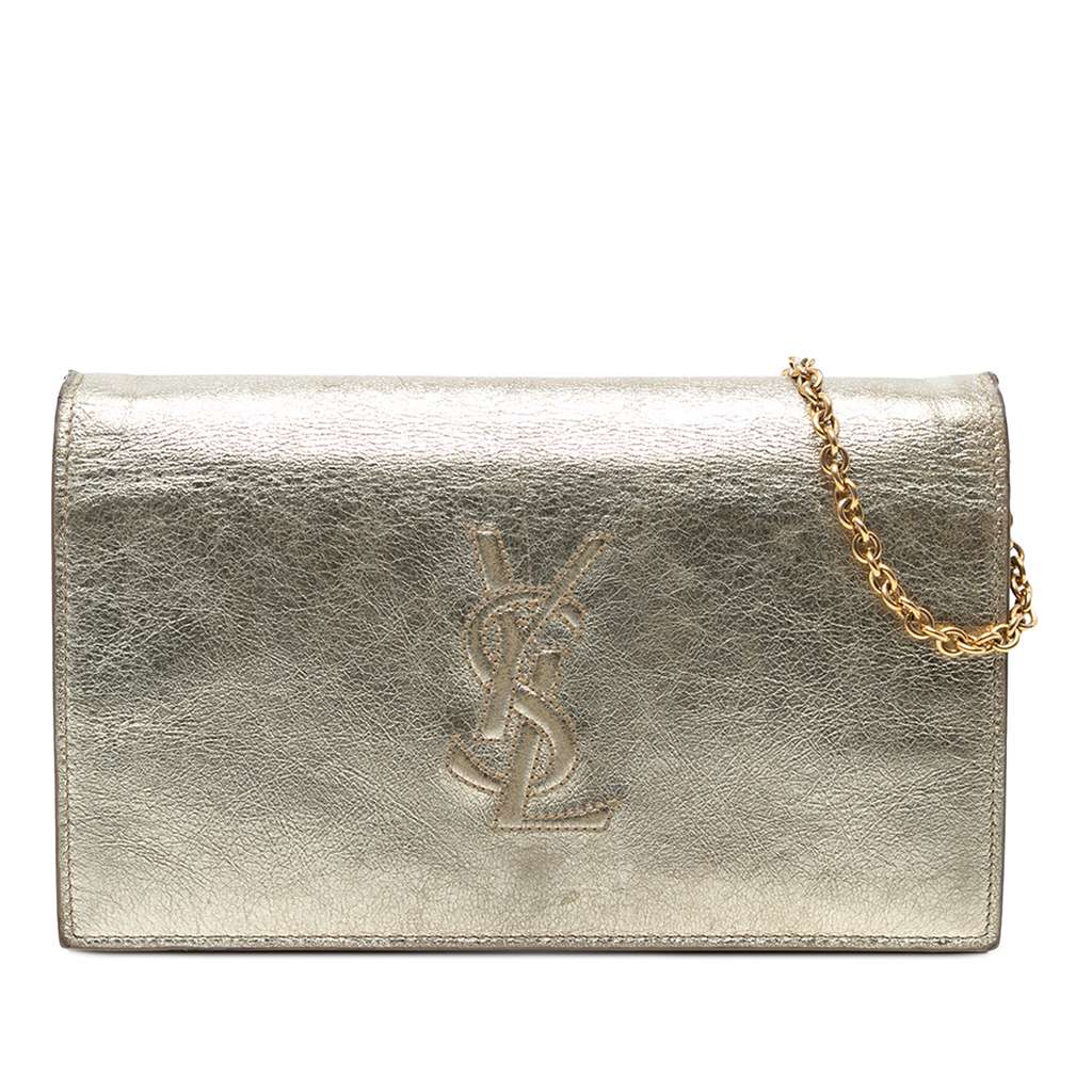 Saint Laurent Crinkled Metallic Calfskin Belle de Jour Chain Clutch