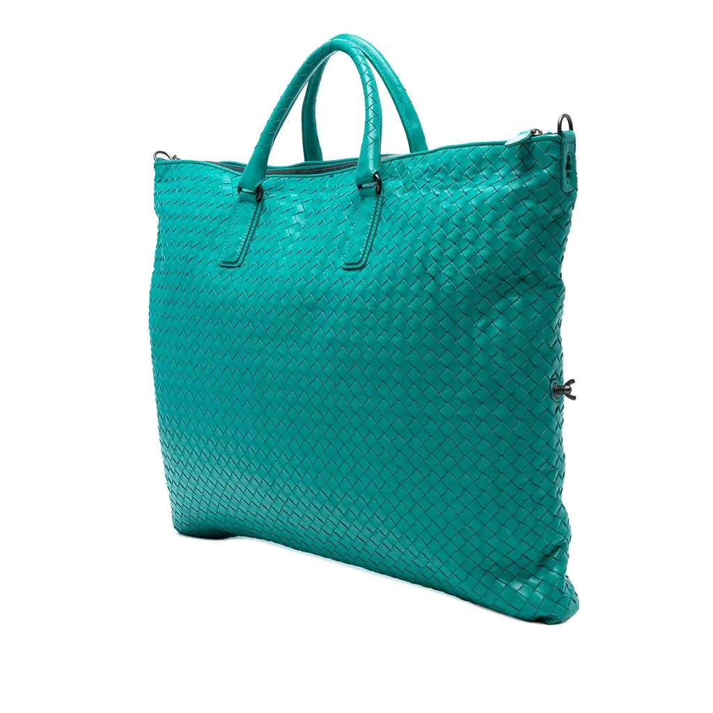 Bottega Veneta Maxi Nappa Intrecciato Convertible Tote Blue Leather Very good - Back View