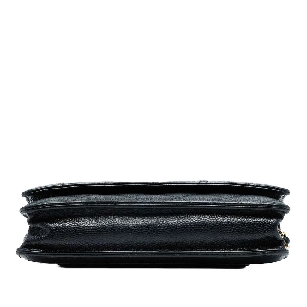 Chanel CC Quilted Caviar Wallet on Chain Black Leather Good - Inside View