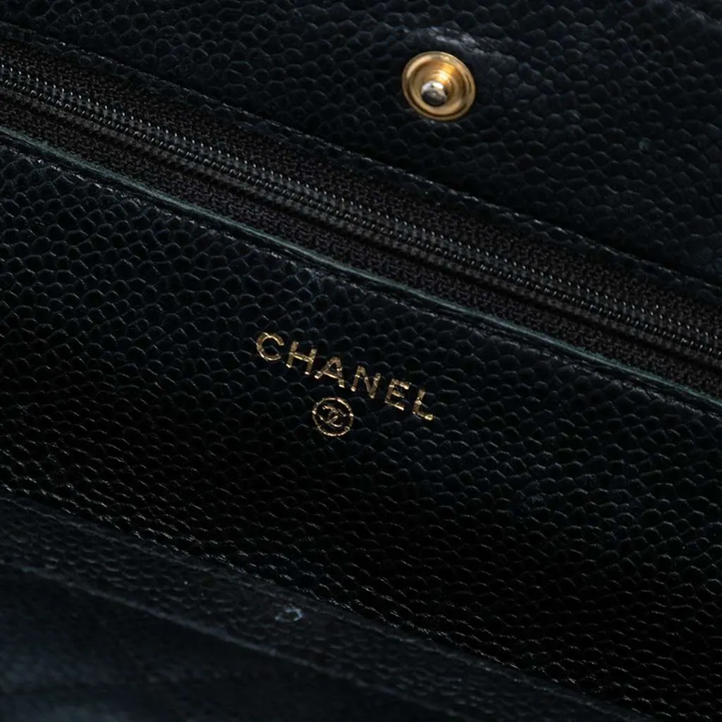 Chanel CC Quilted Caviar Wallet on Chain Black Leather Good - Box View