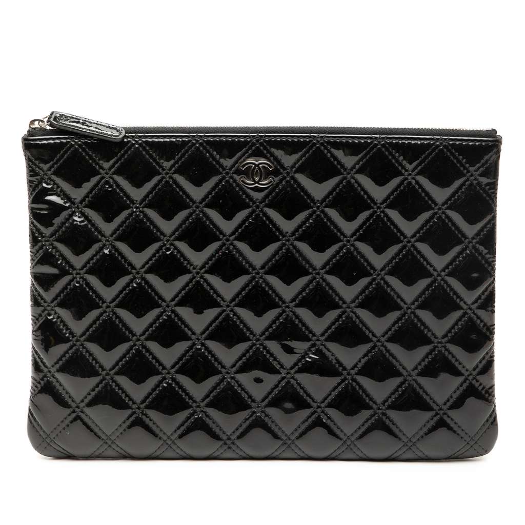 Chanel Medium Quilted Patent O Case Clutch