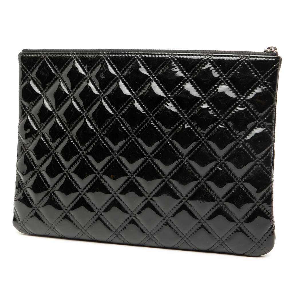 Chanel Medium Quilted Patent O Case Clutch - Back view