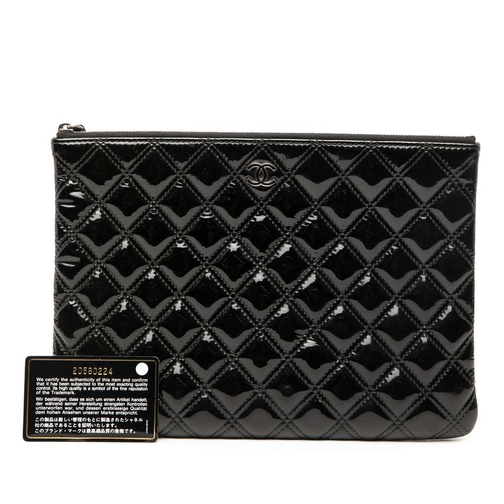 Chanel Medium Quilted Patent O Case Clutch - Image 10