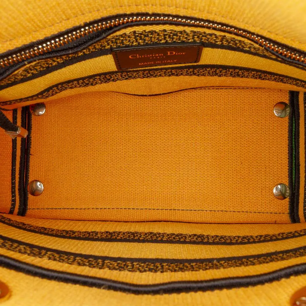 Dior Medium Canvas Embroidered Flower Pop Lady D Lite Yellow Canvas Good - Model View