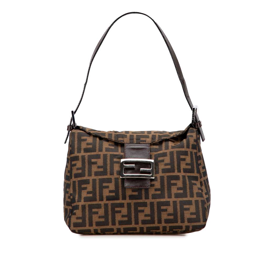 Fendi Zucca Canvas Double Flap Shoulder Bag