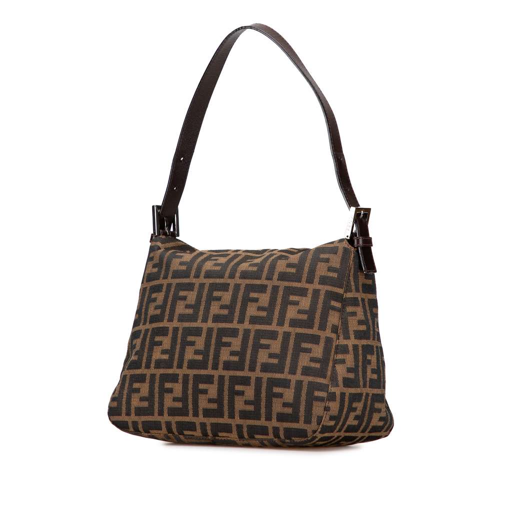 Fendi Zucca Canvas Double Flap Shoulder Bag - Back view