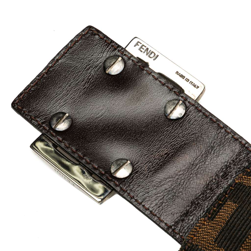 Fendi Zucca Canvas Double Flap Shoulder Bag - Image 12