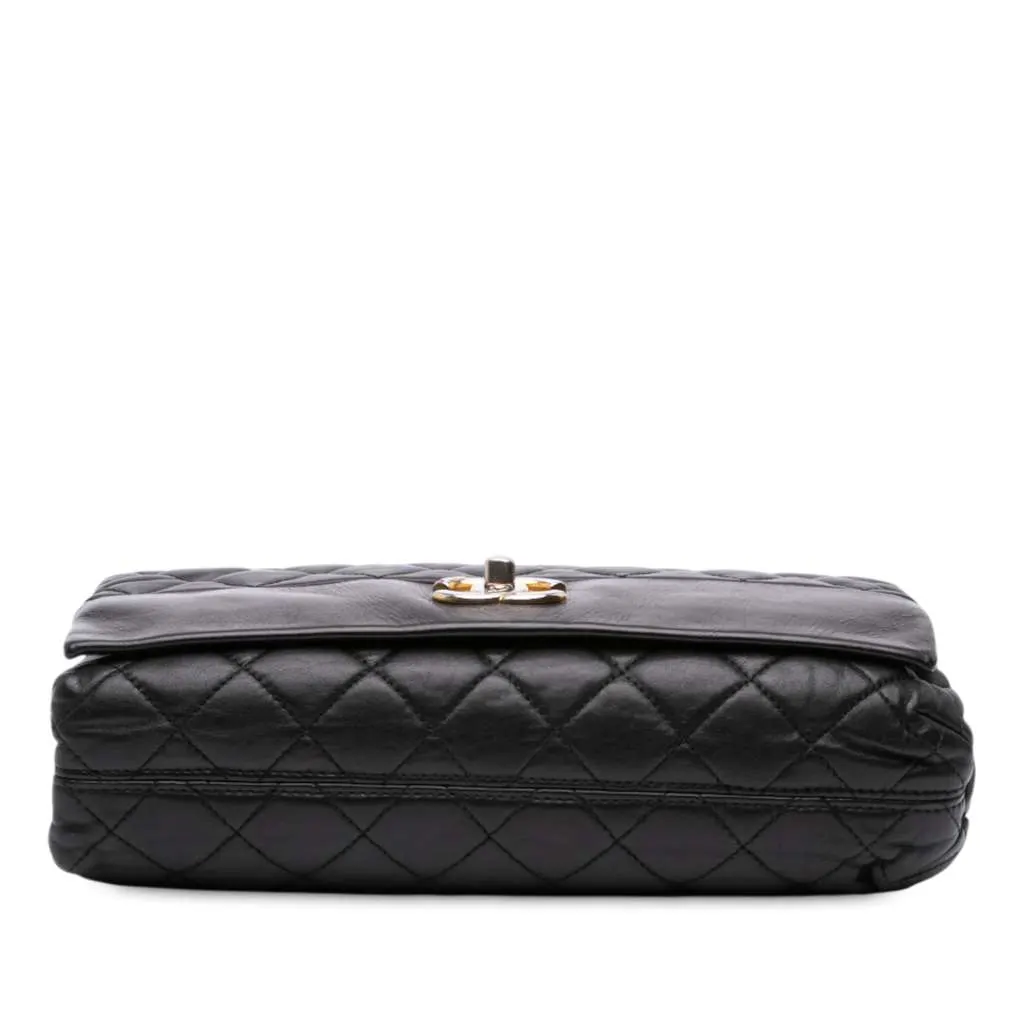 Chanel Medium Quilted Calfskin Soft Elegance Flap Black Leather Good - Inside View