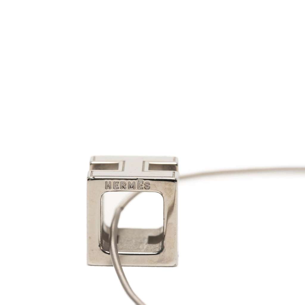 Hermès Palladium Plated Enamel Cage dH Cube Necklace - 4