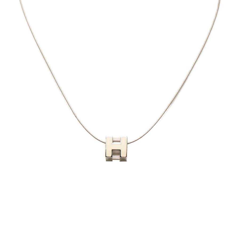 Hermès Palladium Plated Enamel Cage dH Cube Necklace - Detail 2
