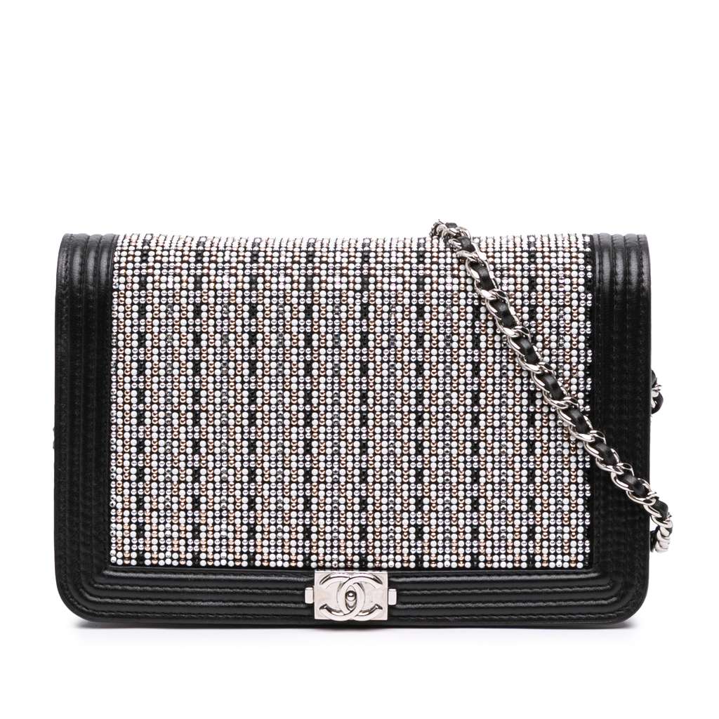 Chanel Lambskin Crystal Studded Boy Wallet on Chain
