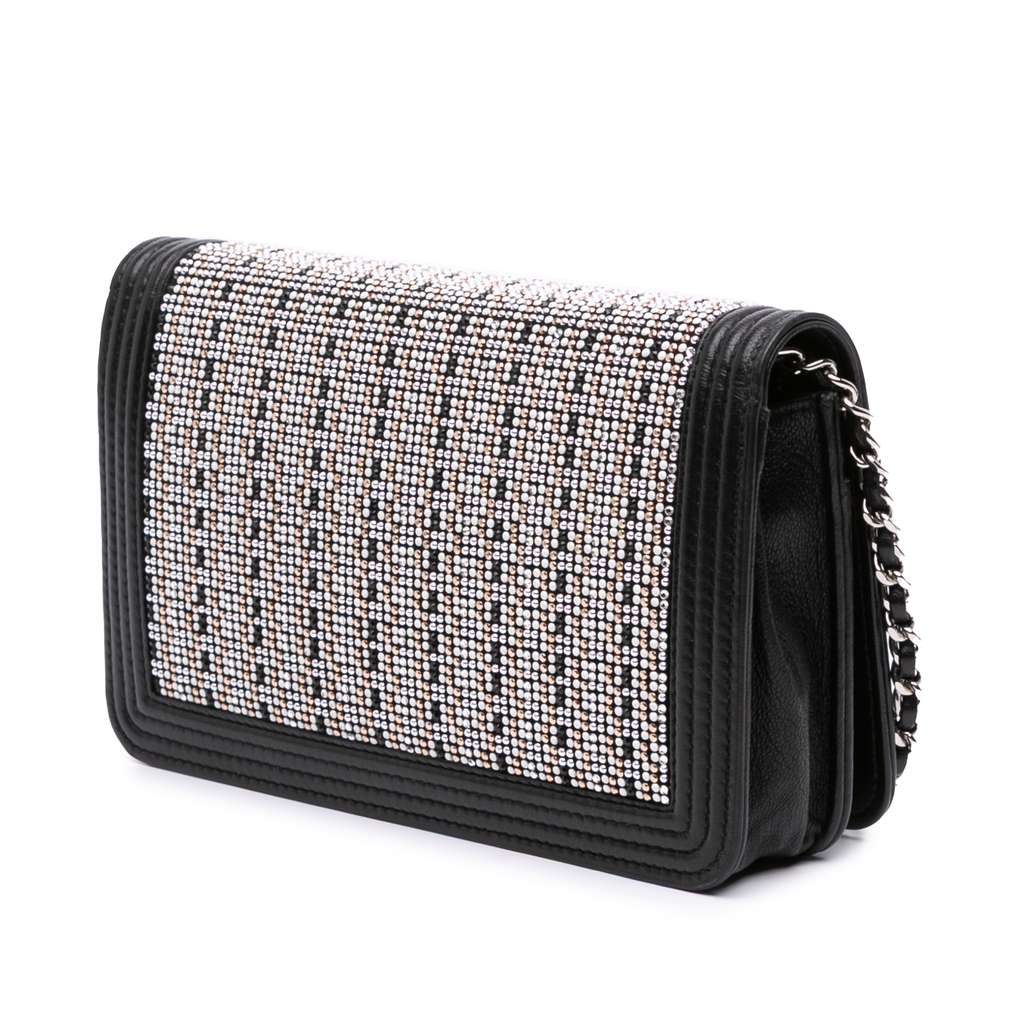 Chanel Lambskin Crystal Studded Boy Wallet on Chain - Back view