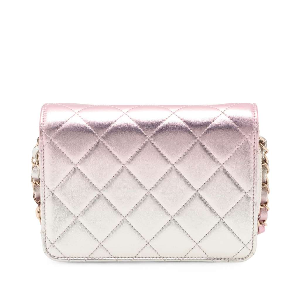 Chanel Mini Metallic Lambskin Like a Wallet Flap - Back view