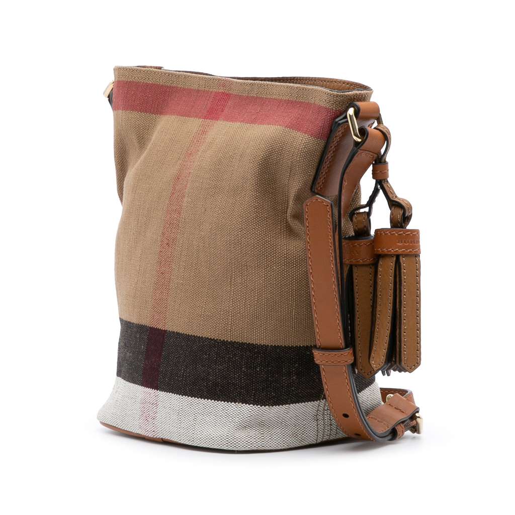 Burberry Mini Mega Check Canvas Ashby Tassel Bucket Bag - Back view