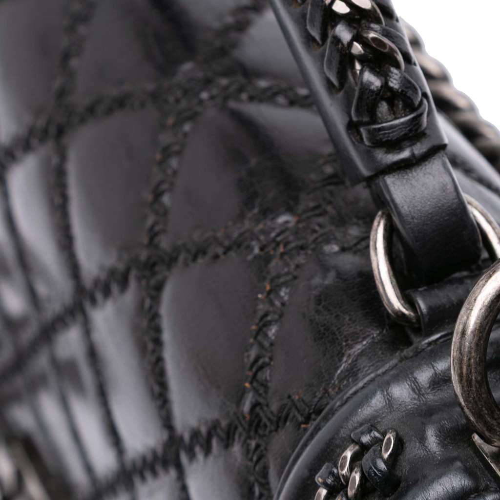 Chanel Medium Quilted Calfskin Whipstitch Chain Around Boy Top Handle Flap - Image 11