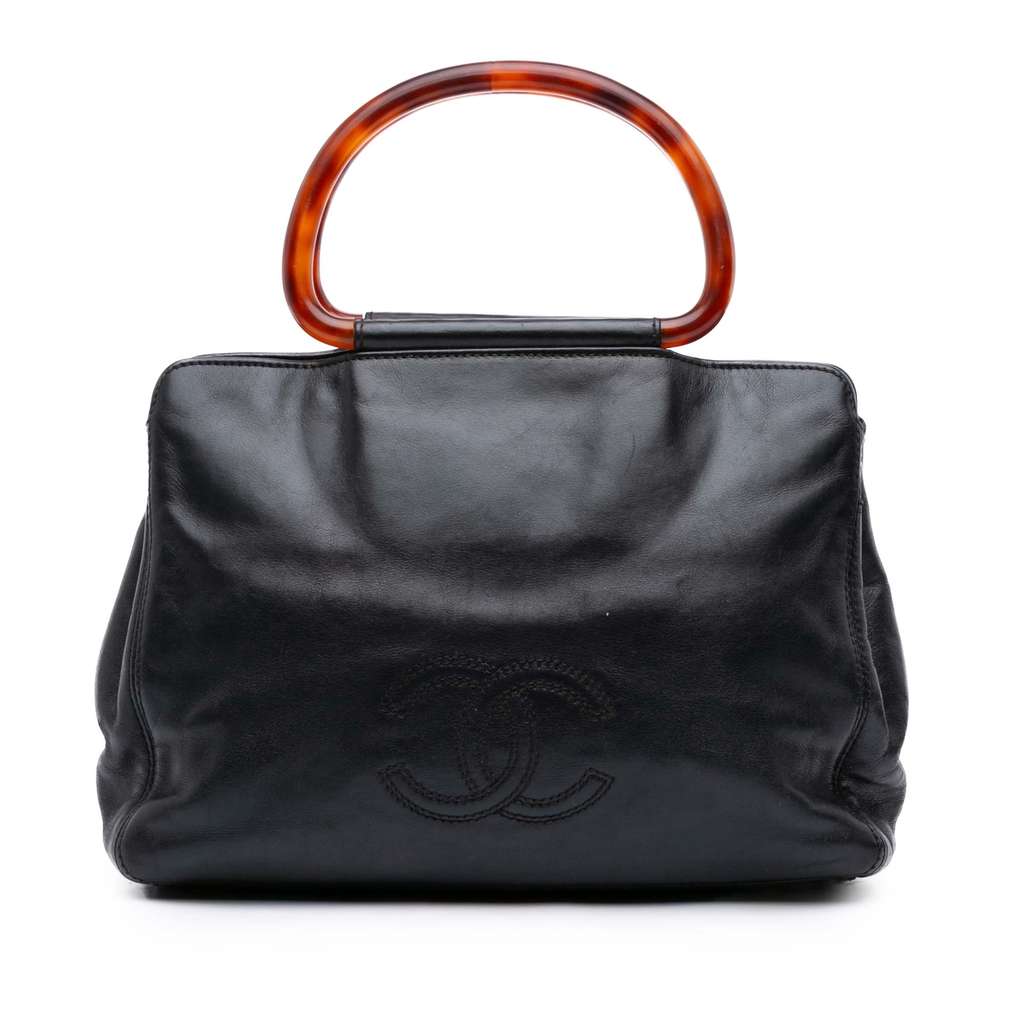 Chanel CC Lambskin Tortoise Top Handle Tote