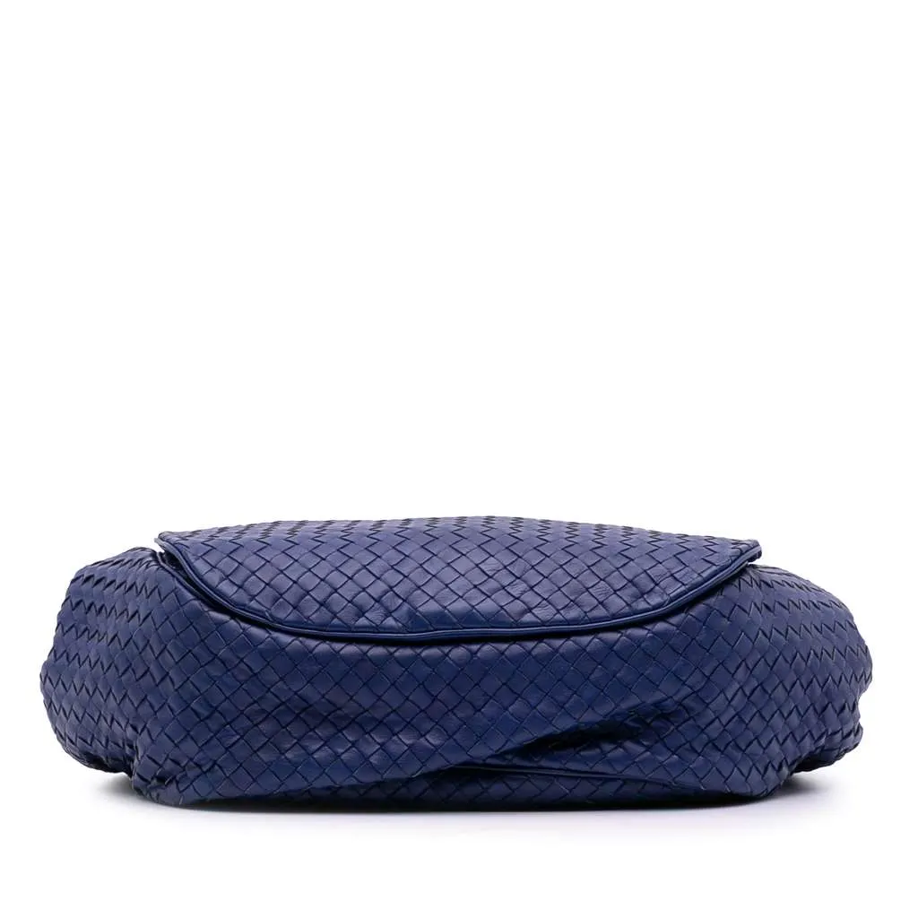 Bottega Veneta Nappa Intrecciato Flap Crossbody Blue Leather Good - Inside View
