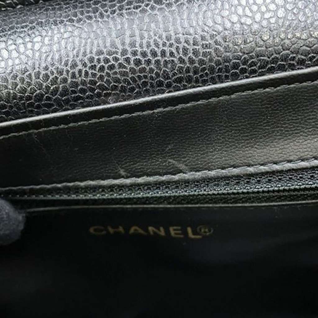 Chanel CC Chevron Caviar Vanity Case with Chain - Side view
