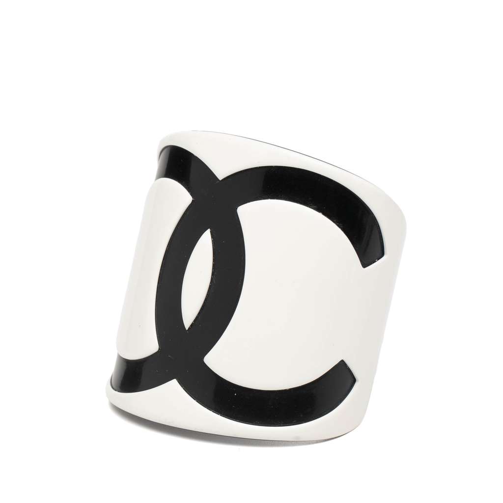 Chanel Resin CC Logo Cuff Bracelet - Back view