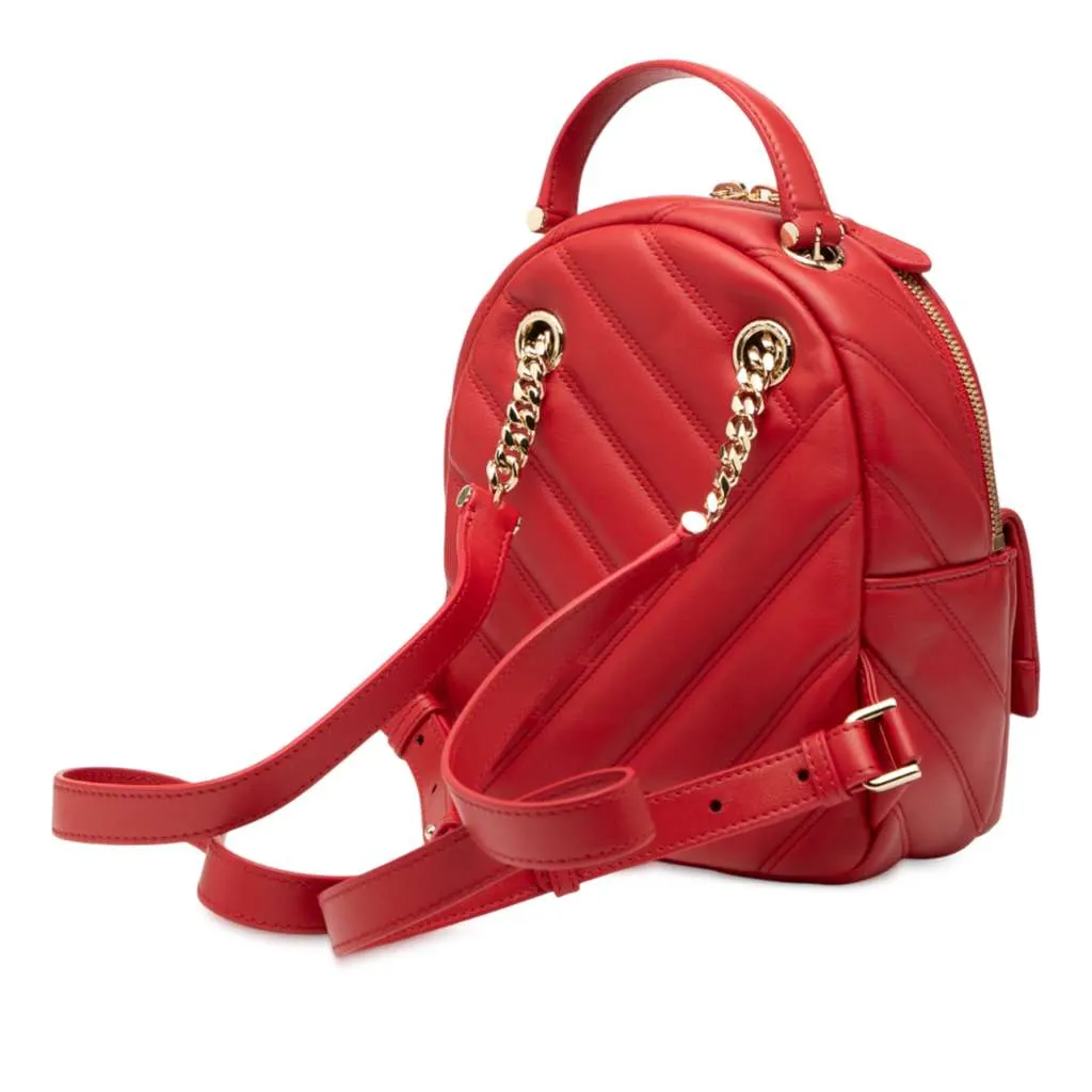 Bvlgari Leather Serpenti Cabochon Backpack Red Leather Very good - Back View