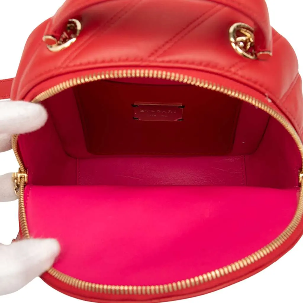 Bvlgari Leather Serpenti Cabochon Backpack Red Leather Very good - Model View