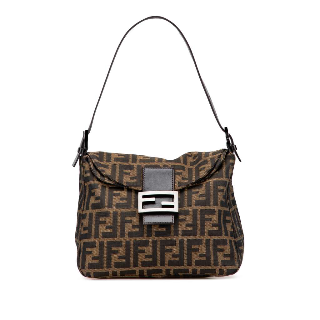 Fendi Zucca Canvas Double Flap Shoulder Bag