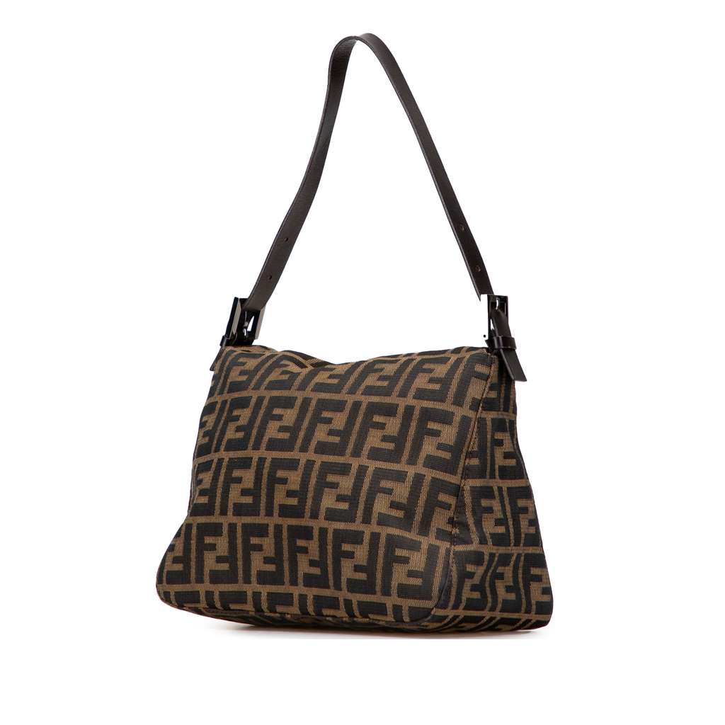 Fendi Zucca Canvas Double Flap Shoulder Bag - Back view