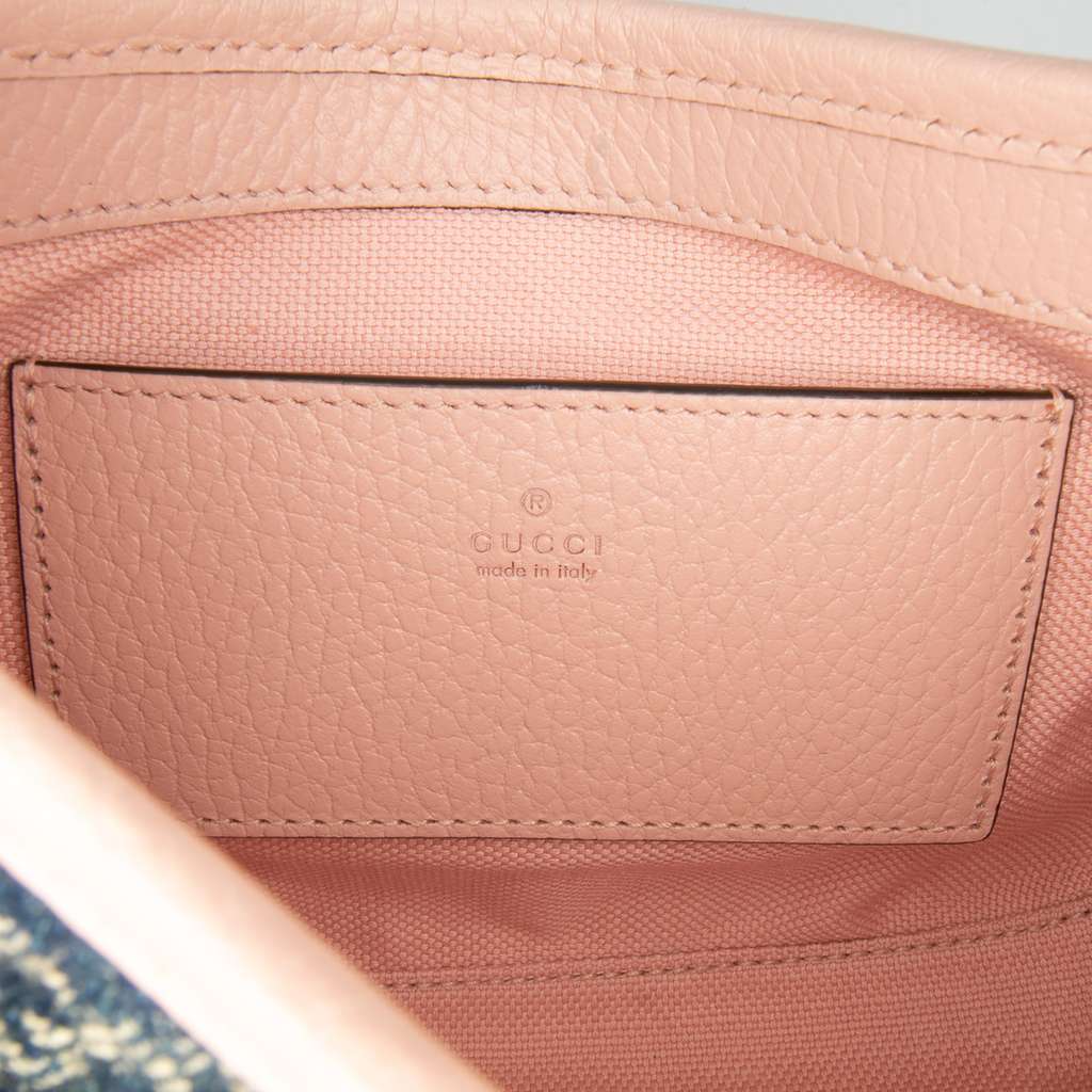 Gucci Limited Edition Mini GG Denim Embroidered Floral Jackie 1961 Crossbody - Detail 1