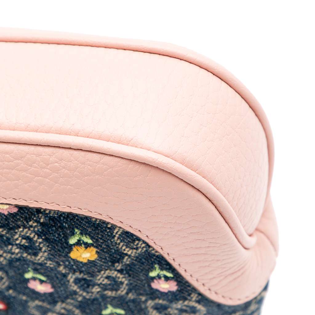 Gucci Limited Edition Mini GG Denim Embroidered Floral Jackie 1961 Crossbody - Image 10