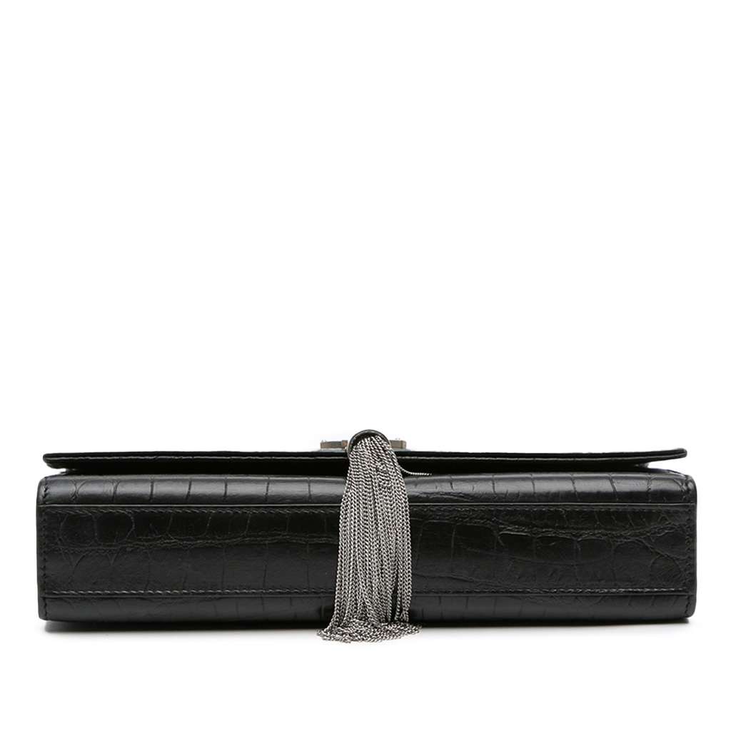 Saint Laurent Medium Croc Embossed Leather Kate Tassel Crossbody - 3