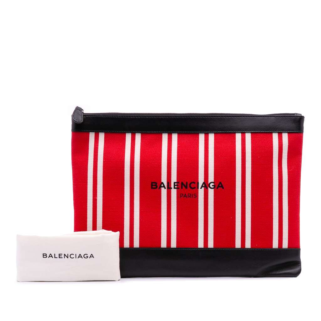 Balenciaga M Canvas Navy Clip Clutch - Image 14