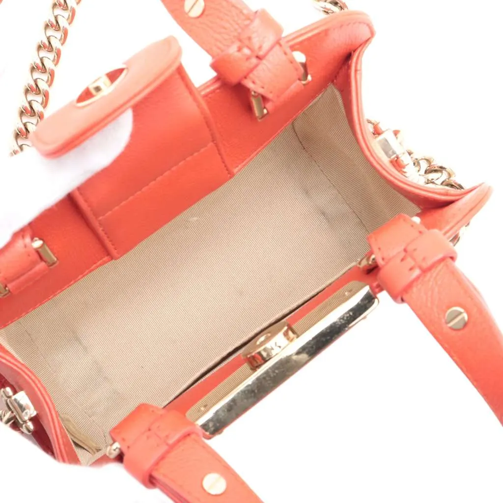 Chanel Mini Calfskin Label Click Shopping Tote Red Leather Good - Inside View