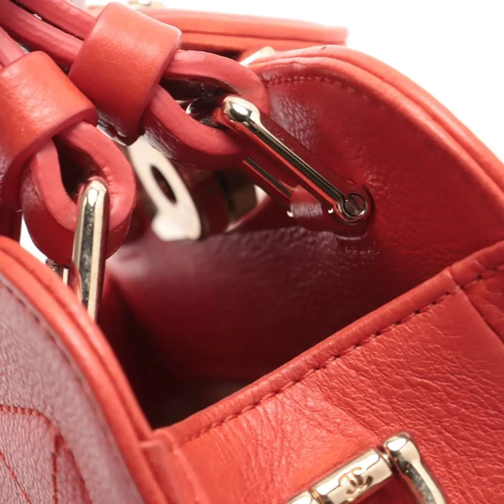 Chanel Mini Calfskin Label Click Shopping Tote Red Leather Good - Box View