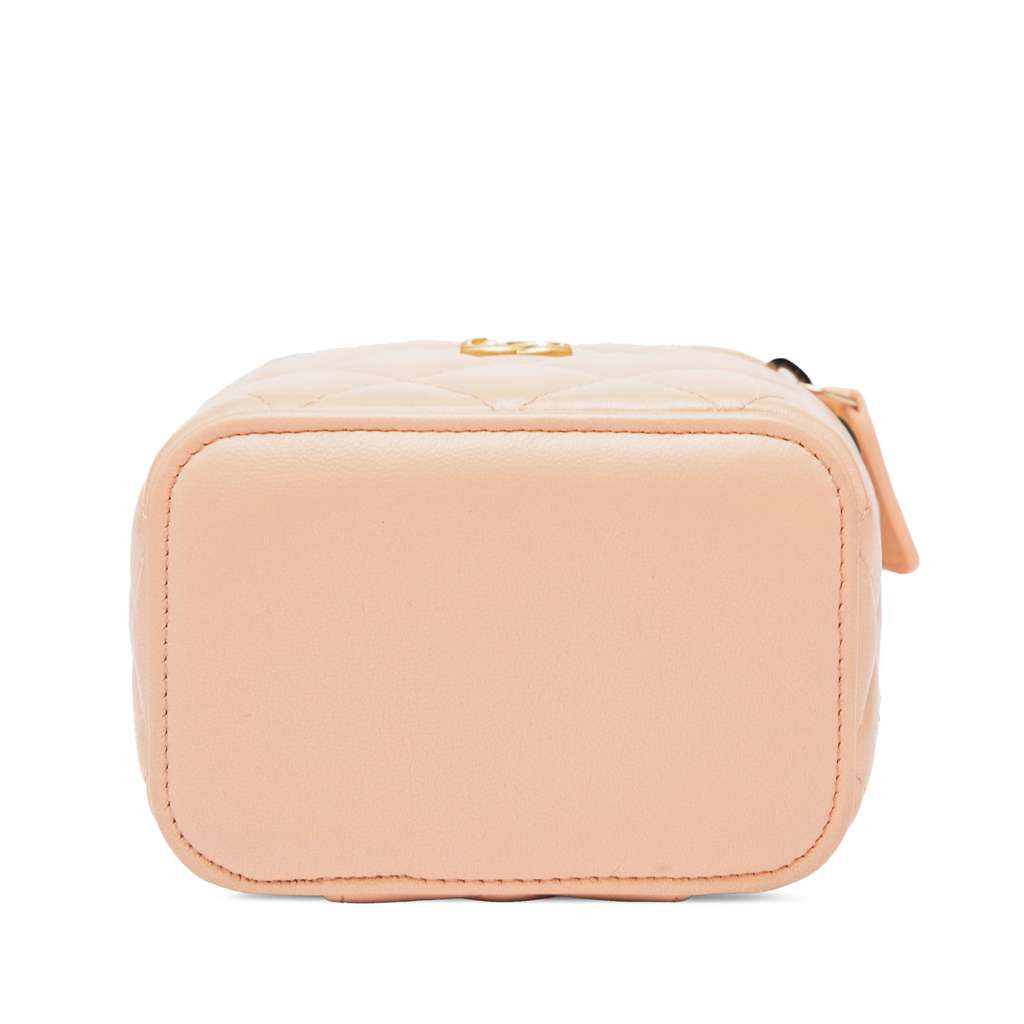Chanel Mini Quilted Lambskin Pearl Crush Vanity Case With Chain - Image 6