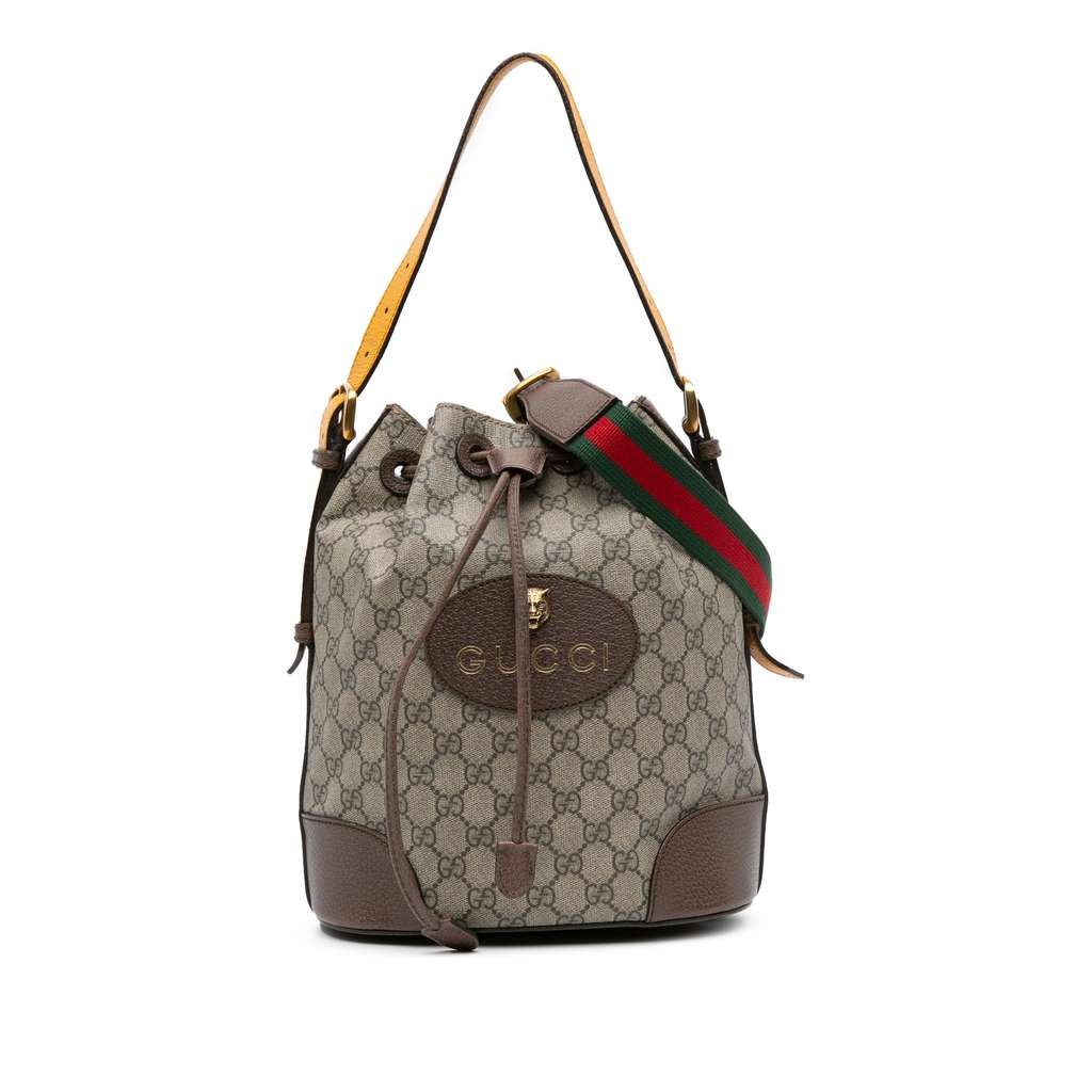 Gucci GG Supreme Neo Vintage Drawstring Bucket Bag