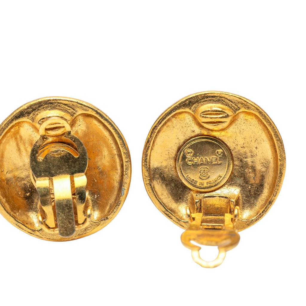 Chanel Gold Plated CC Round Clip On Earrings - Image 6