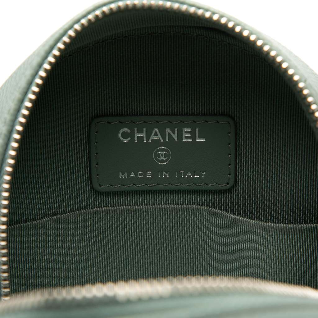 Chanel CC Quilted Caviar Round Clutch With Chain - Side view