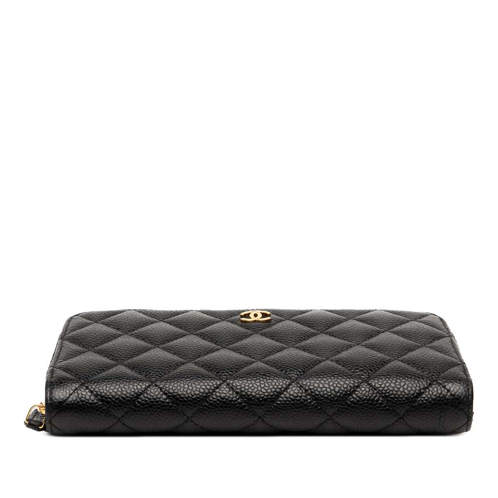 Chanel CC Quilted Caviar Zip Around Long Wallet - Image 6