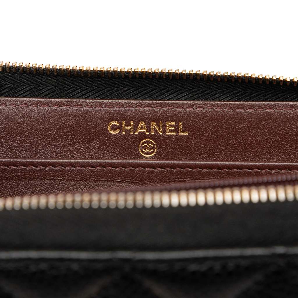 Chanel CC Quilted Caviar Zip Around Long Wallet - Side view
