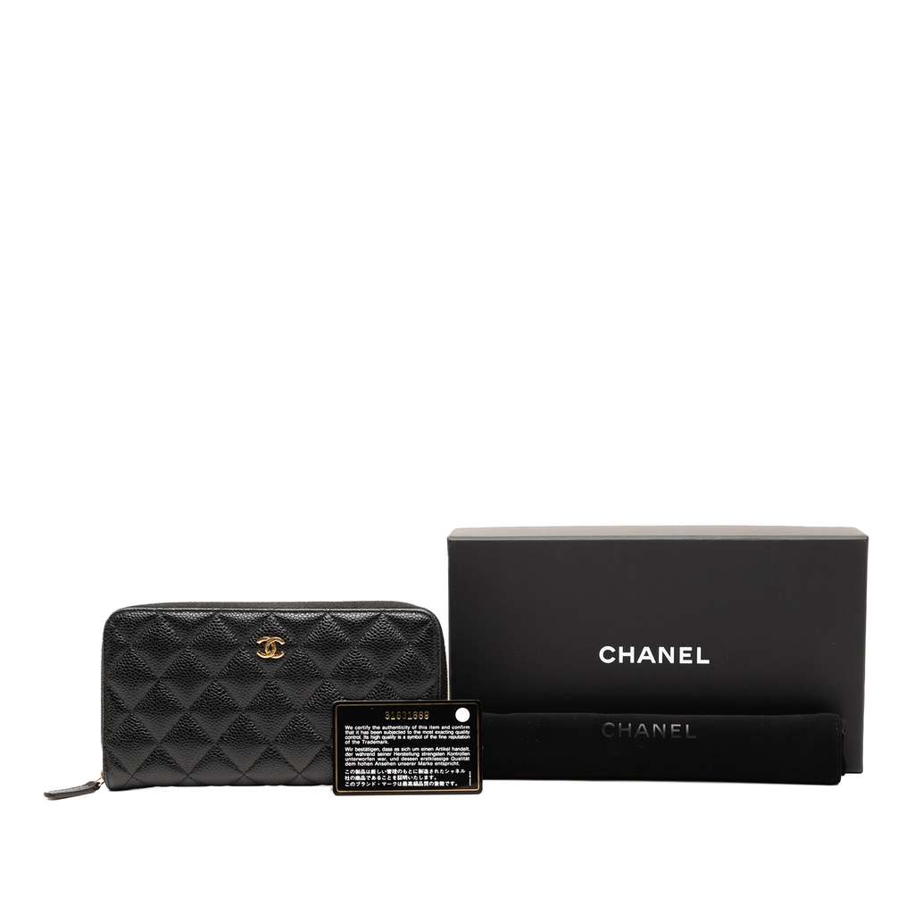 Chanel CC Quilted Caviar Zip Around Long Wallet - Image 11