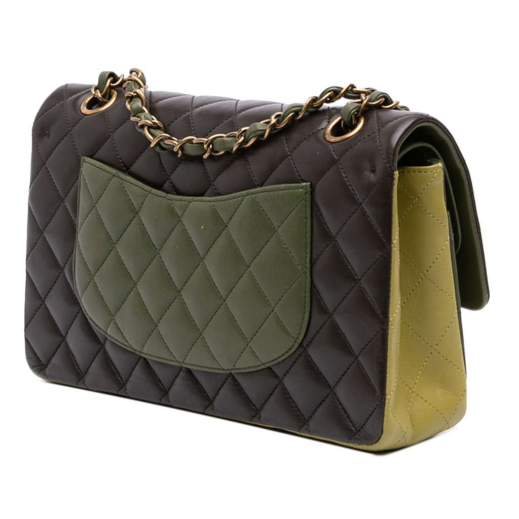 Chanel Medium Classic Tricolor Lambskin Double Flap - Back view