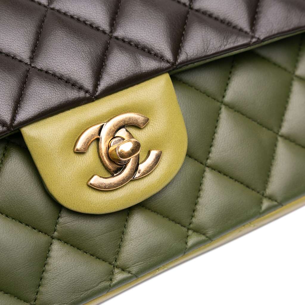Chanel Medium Classic Tricolor Lambskin Double Flap - Image 11