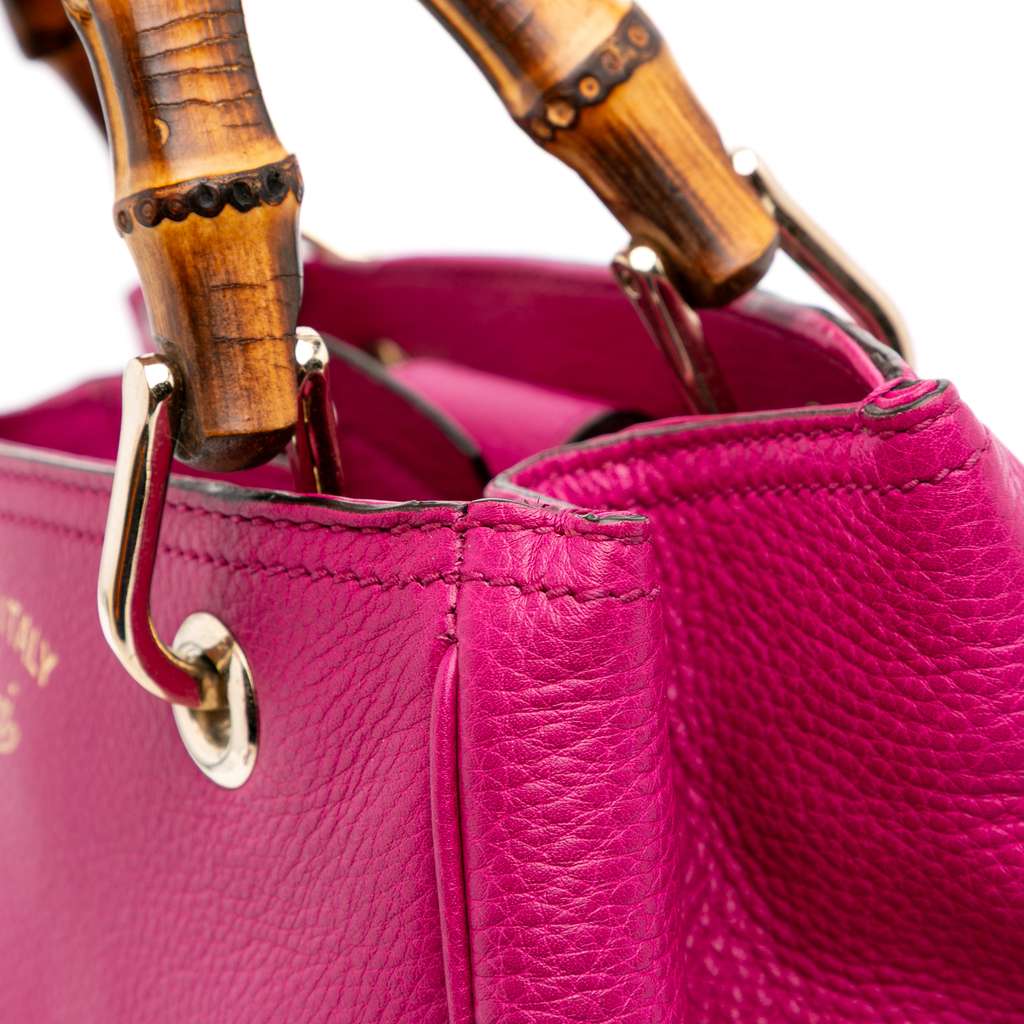 Gucci Small Calfskin Bamboo Shopper Satchel - Detail 2
