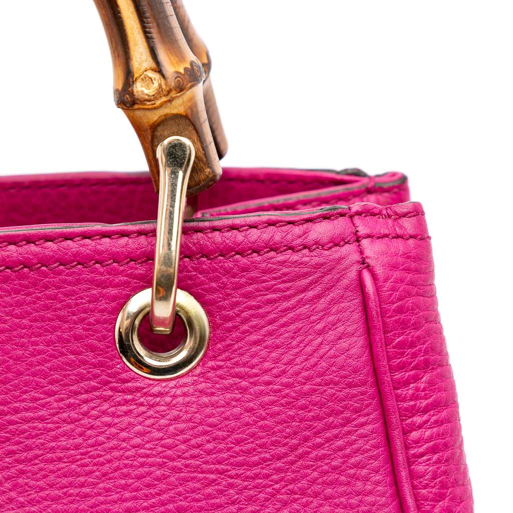 Gucci Small Calfskin Bamboo Shopper Satchel - Image 10