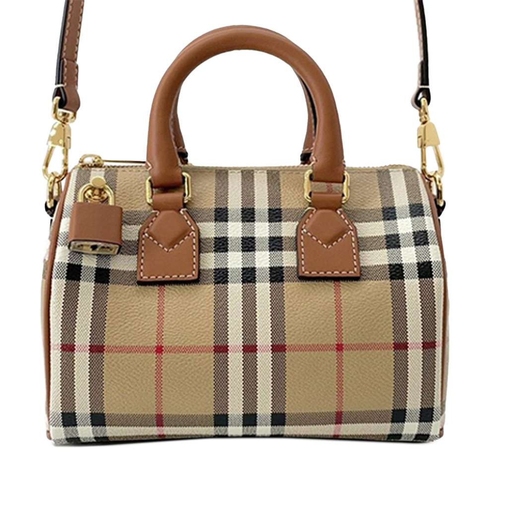 Burberry Mini House Check Coated Canvas Bowling Bag